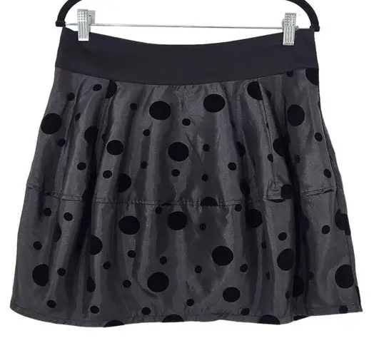 Vila Black Polka Dot Mini Skirt Size Medium Black Velvet Polka Dot Flirty Skirt