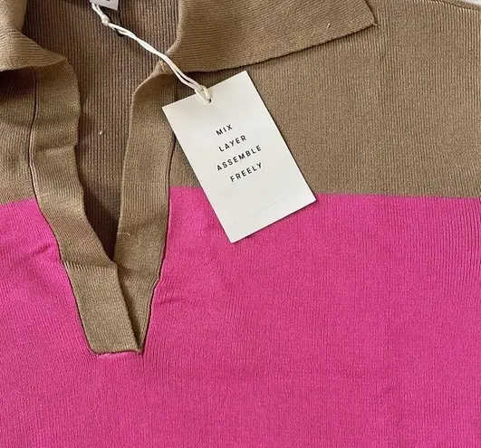 Free Assembly Women's Rugby Polo Sweater size Large Pink