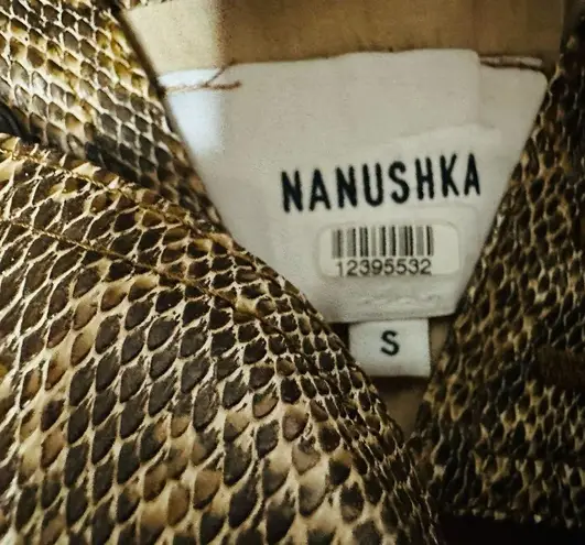 NANUSHKA Lorena Belted Snakeskin Print Vegan Mini Dress Size Small