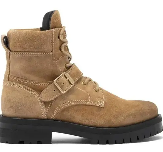 ALLSAINTS Paulina Suede Buckle Boot in Desert Tan- Lugsole Combat Boot Womens 6