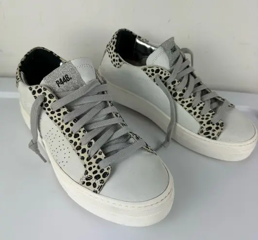 P448 Thea Platform Sneaker Leopard Dot Print Lace Up Shoes Sz 38