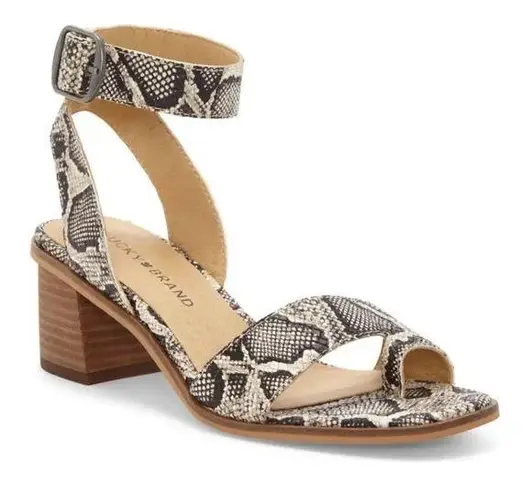 Lucky Brand  Loklin Heeled Sandal Snake Print Ankle Strap Chunky Heel Size 6 New