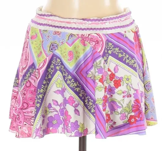 Becca by Rebecca V pink purple floral swimsuit skirt cover up size M/L