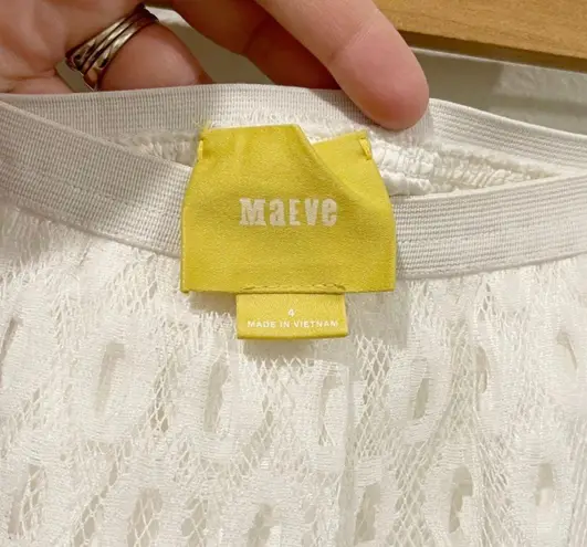 Anthropologie MAEVE Eyelet Pleated Antique White Skirt