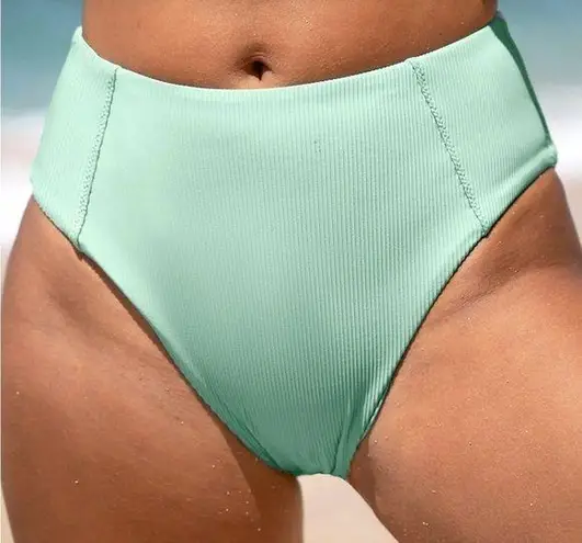 BERLOOK Cyan Ribbed Seam Full Coverage Bikini Bottom ONLY 21 Blue Size XS