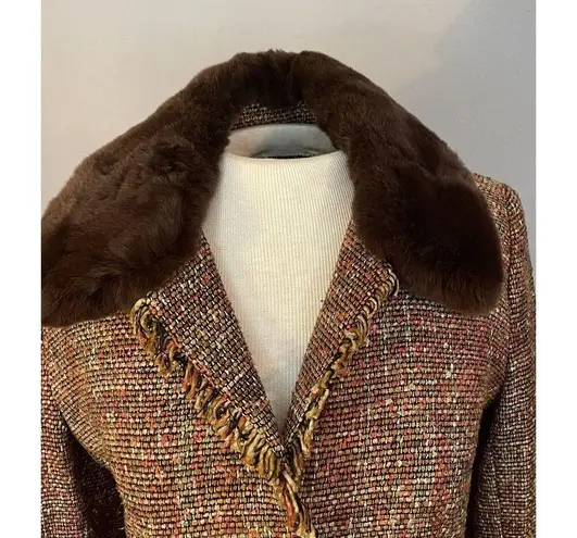 Bloomingdales VTG Penny Lane Sz 6 Bloomingdale’s Jacket Silk Rabbit Fur Mob Wife Blazer City