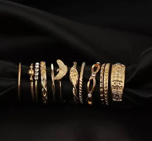 12Pc Midi Finger Knuckle Stack Ring Set Gold