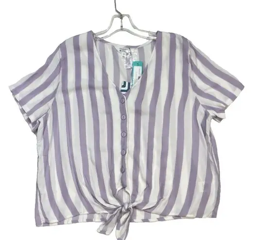 Market & Spruce New Stitch Fix Lilo Button Down Tie Front Top Womens XL Purple