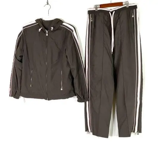 Everlast | Y2K Brown Pink Poly-Cotton Tracksuit Jacket & Pants M/L