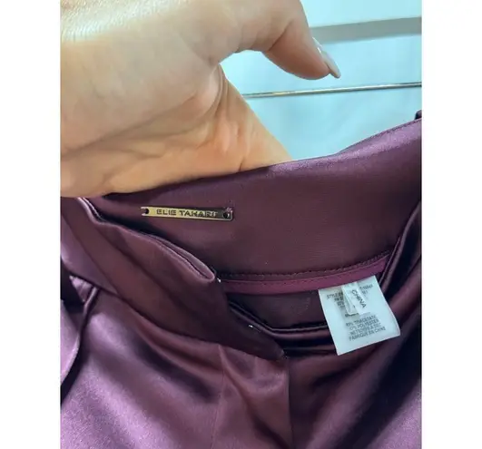 Elie Tahari Satin Pintuck High Waisted Cargo Pants Cordovan Women's Size US 8