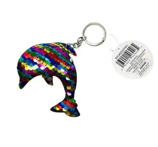Dolphin Reversible Sequin Glitter Keychain