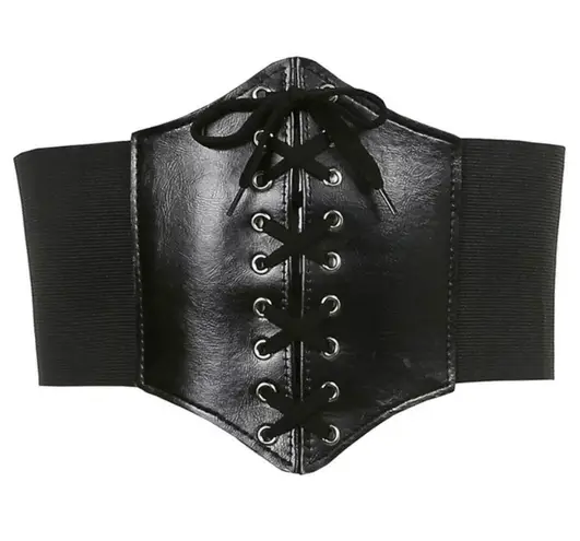 NEW Black Faux Leather Lace