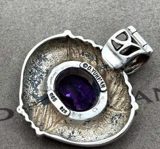 David Yurman 14K Gold & 925 Silver Renaissance Amethyst Enhancer Clip-On Pendant