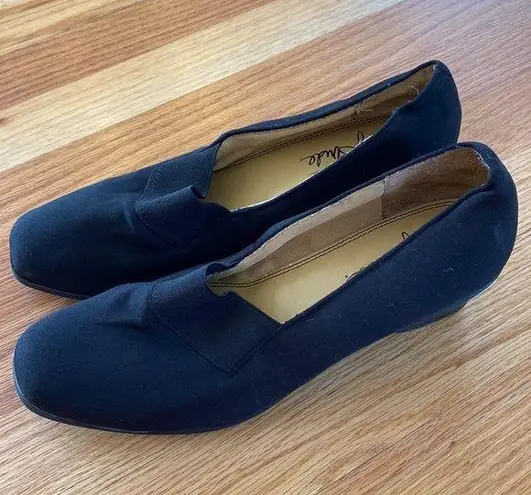 Life Stride Judo Womens 8.5 Black Stretchy Loafer Comfort 2 in heel Ortho Cushion