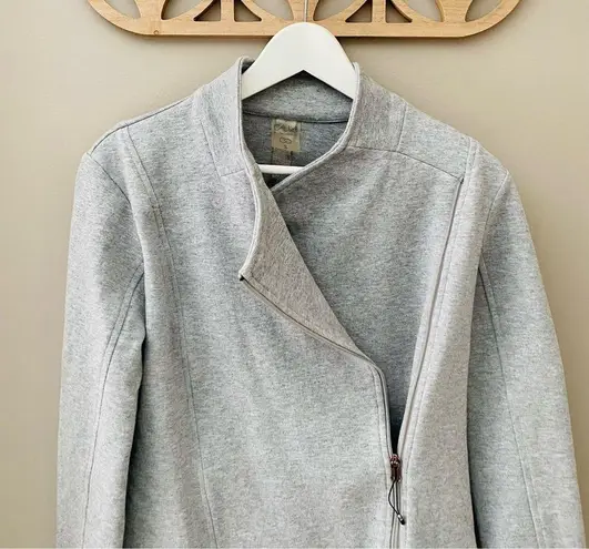 CALIA by Carrie Underwood Effortless Knit Moto Jacket/Sweatshirt Gray Sz…