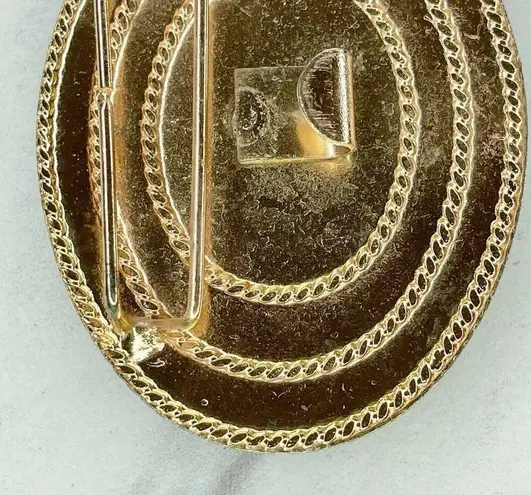 Gold Tone Black Cabochon Cinch Belt Buckle