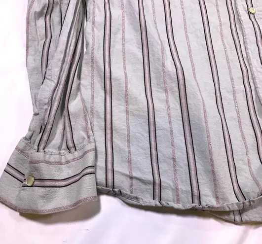 Diesel Striped Glitter Button Up Shirt Western Style Embroidery