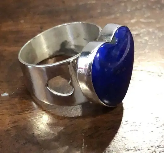 Sterling Silver JAY KING DTR Lapis Lazuli Heart Shaped Cabochon Ring Sz 8-3/4