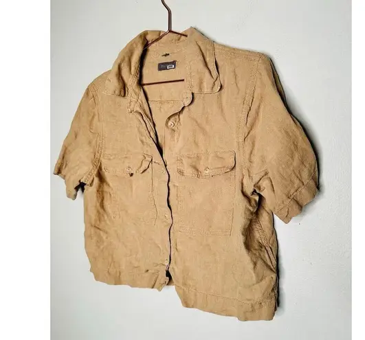 DL1961 Khaki Tan Short Sleeve Button Front Flap Pockets Montauk Shirt Size M