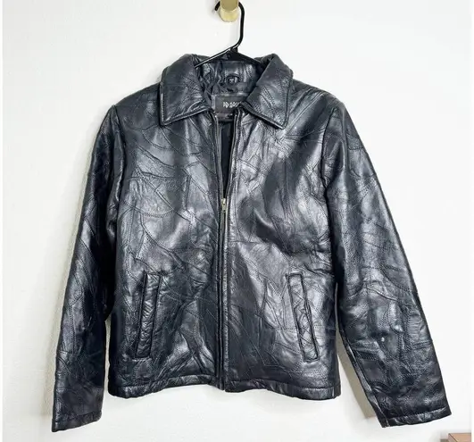 Vintage Black PBX Basics Patchwork Leather Sleek Jacket Coat Medium