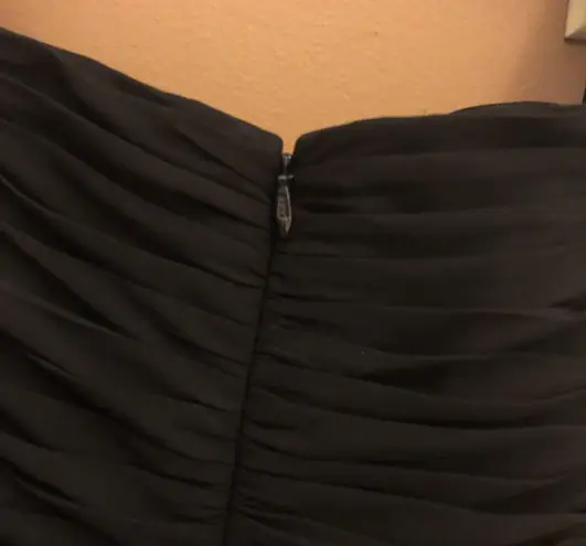 JJ's House Sheath Column Off Shoulder Asymmetrical Chiffon Cocktail Ruffle Dress Black 0