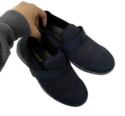 Orthofeel quincy blue knit sneaker shoes comfort velcro strap women's 8 x