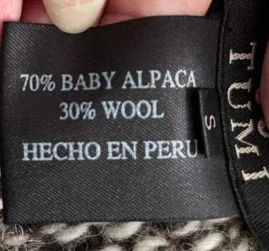 Tumi Peruvian baby alpaca & wool marled gray shawl collar open front cardigan S