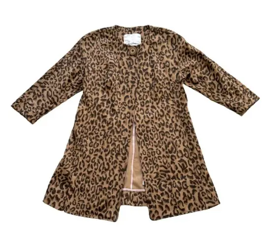 Carol Anderson by Invitation Animal Print Pockets Longer Duster Jacket Size XS