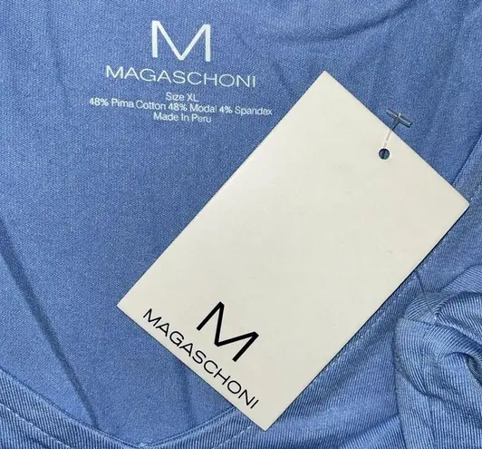 Magaschoni NWT Size XL Powder Periwinkle V-Neckline Pima Cotton Knit Top Shirt