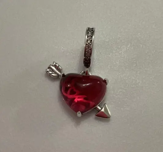 Pandora Red Heart & Arrow Murano Glass Dangle Charm