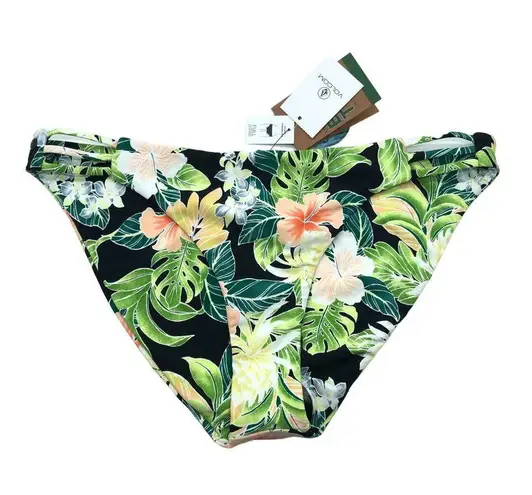 Volcom  Eco True Shady Beach Hipster Bikini Bottom Full Coverage Black Green M - Image 4