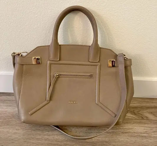 Furla Alice Top Handle Bag Taupe Pristine Condition