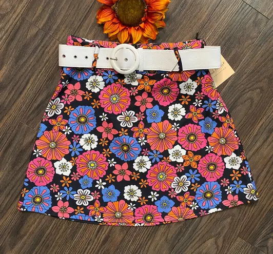 Unique Vintage NWT SMAK PARLOUR Black/Purple Floral Easy Does It Skirt X-SMALL