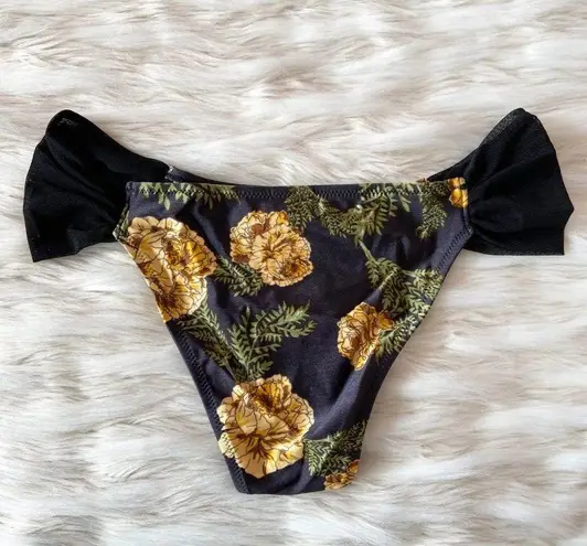 Somedays Lovin Some Days Lovin Black Floral Mesh Bikini Bottoms Sz M