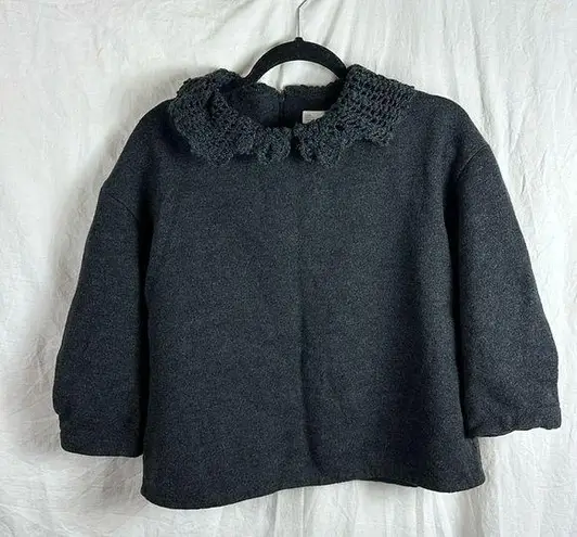 Asie Womens Sweater Charcoal Crotchet Collar Gray Size undefined