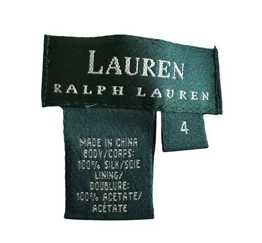 Lauren Ralph Lauren Asian Inspired Dragon Chinoiserie Print Dress 100% Silk Blue Size 4