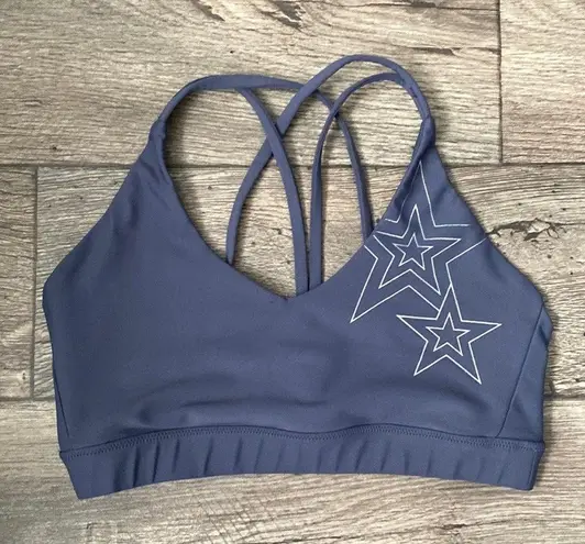 SoulCycle SOUL by  M Take the Plunge Blue Strappy Sports Bra