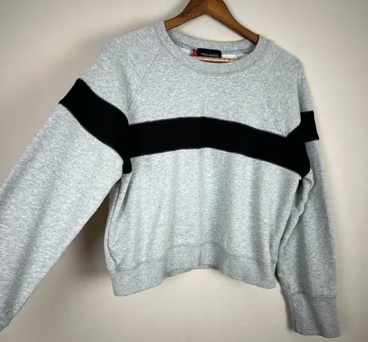Misha Nonoo Memphis Sweatshirt Womens XXL Gray Black Combo Cropped Raglan Sleeve