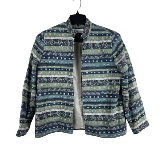 Alfred Dunner "QUINCY MARKET” JACKET BLAZER BLUE/GREEN TEXTILE SIZE 12 NWT