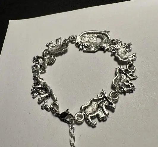 Silver Tone Noah’s Ark Animal Bracelet Extension Chain Adjustable 8