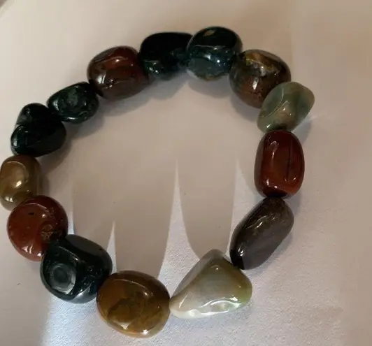 Women’s Chunky Costume Jewelry Beaded Polished Stone Stretchy Bracelet