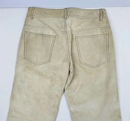 Hugo Boss Vintage Red Label Lamorin Low Rise 100% Leather Wide Leg Tan Pants-10