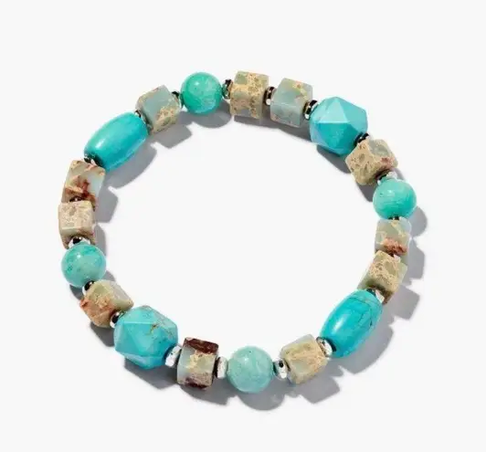 Kendra Scott Ember Silver Stretch Bracelet in Variegated Turquoise Magnesite