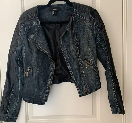 Forever 21  faux denim/leather jacket