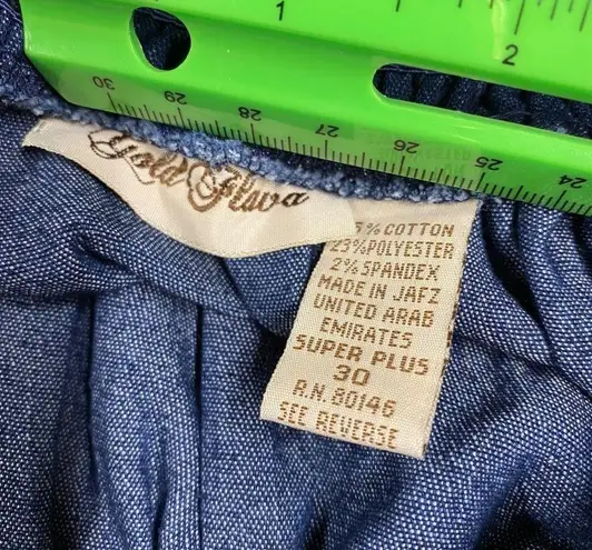 Gold Flava Women Super Plus 30 Denim Skirt Flare Side Pockets Pull On Stretch Size undefined