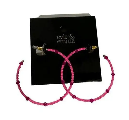 Evie & Emma Pink Beaded Hoop Earrings