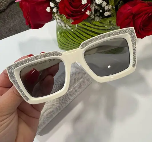 Jimmy Choo megs ivory crystals Sunglasses🤍
