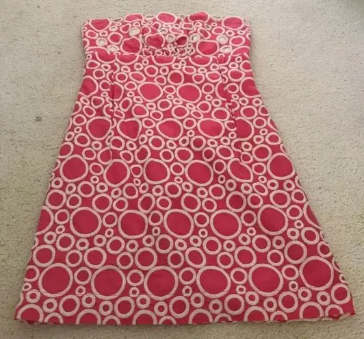 Liquid Pink & White Strapless Dress