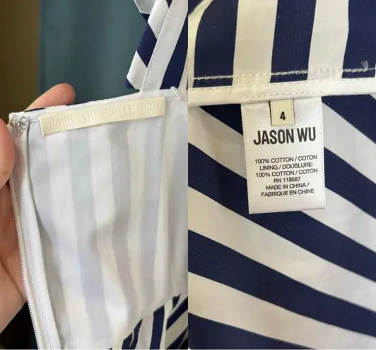 Jason Wu Knotted Striped Poplin Midi Dress