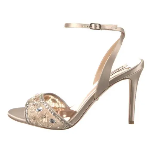 Badgley Mischka NEW Tayten Satin Crystal Ankle Strap Sandals Size 6, Retail $235